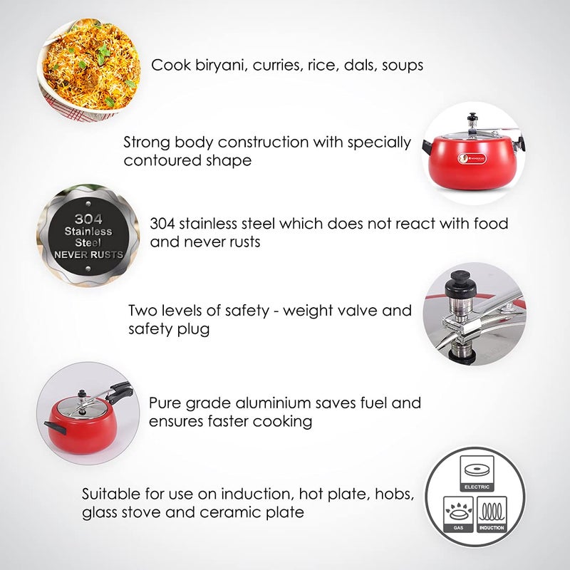 Wonderchef Regalia Pressure Cooker Inner Lid_Red_5L - Image 4