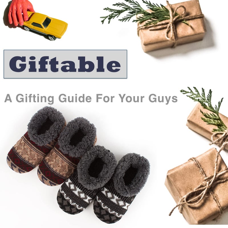 Cozylook 2-Pack Men's Soft Sole Slippers Indoor with Non Slip Grippy Soles, Warm Fuzzy House Slipper Socks for Indoor Comfort, Size 12-13 - Image 5