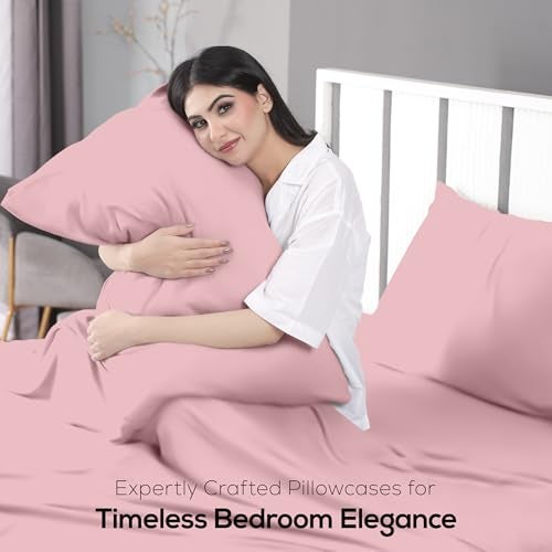 Utopia Bedding Queen Sheet Set - Jersey Knit Sheets 4 Piece – Cotton – Soft T-Shirt Stretchy Sheets (Pink) - Image 5