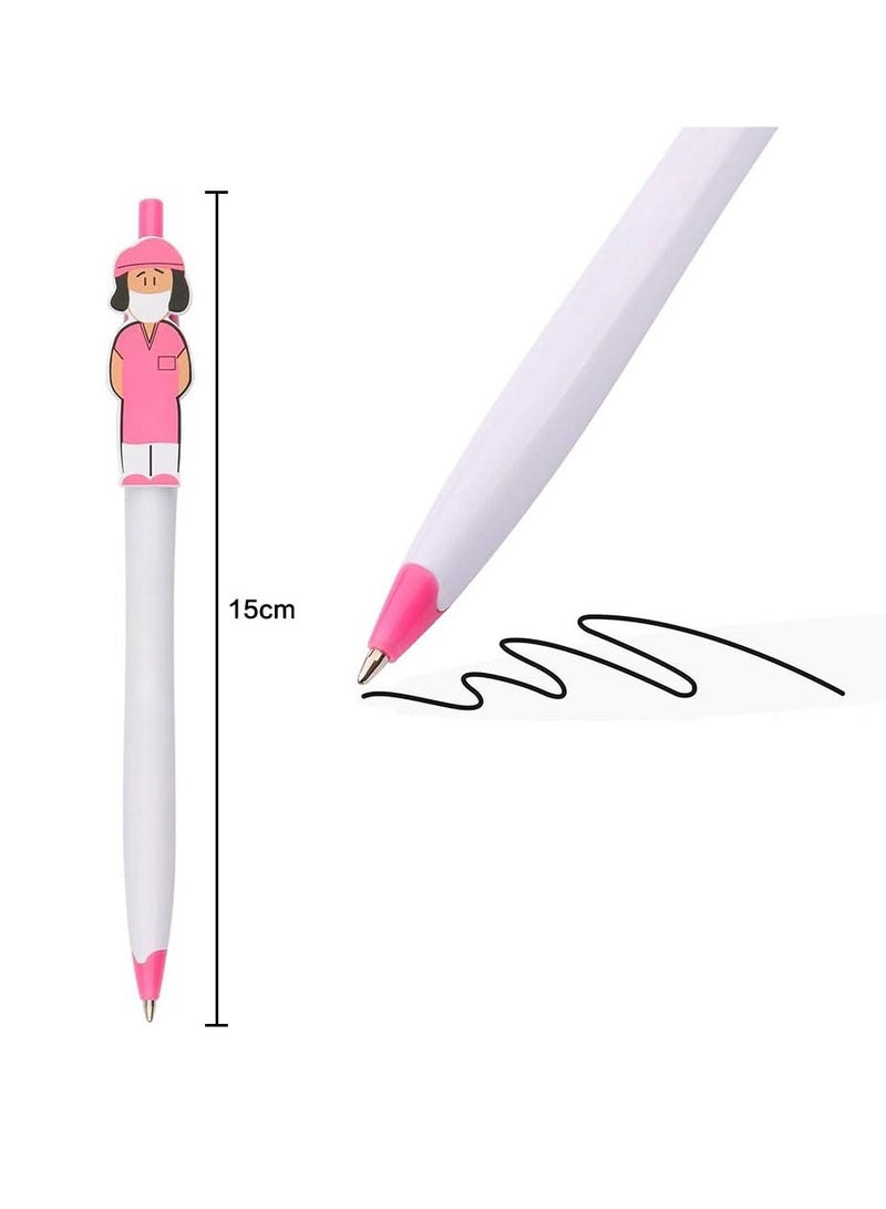 فوميمو أقلام بتصميم ممرضة لطيفة، هدايا تقدير ملهمة، أقلام كرتونية مضحكة مبتكرة لطالبات مدرسة التمريض، هدايا التخرج لمساعدات الرعاية الطبية، 18 قطعة، زهري - Image 2