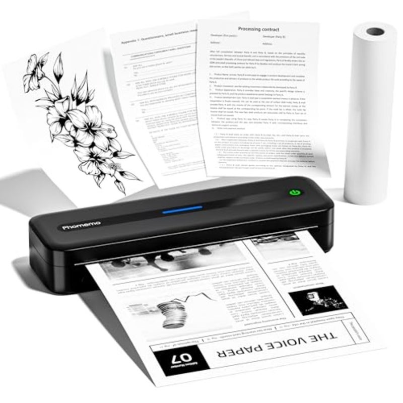 M832 Portable Thermal Printer, Bluetooth Wireless Printer for Travel, Home, Office, Outdoors, Support 2, 3, 4 and A4 Thermal Paper, Compatible with Android and iOS, Black, 300dpi - Image 1
