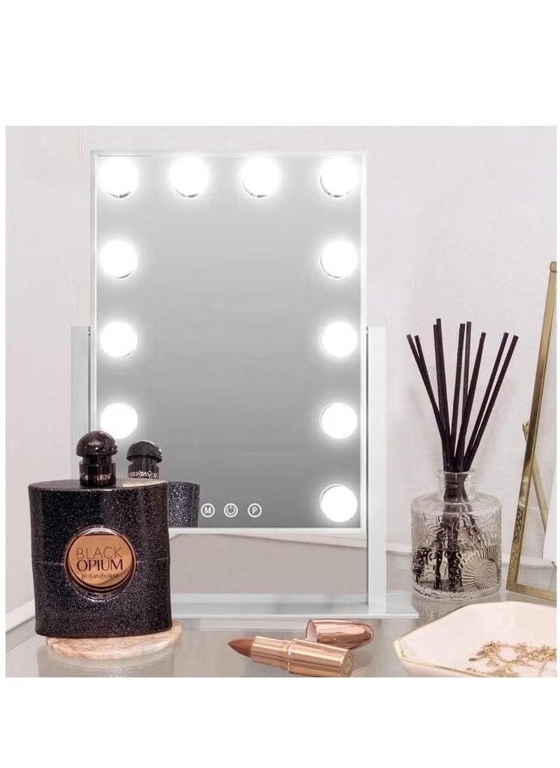Beauenty - Smart Touch Control Electric Tabletop Makeup Mirror, Vanity Mirror with 12 Dimmable Bulbs LED Lights, Three Color Lighting Modes, 360°Rotation - Image 1
