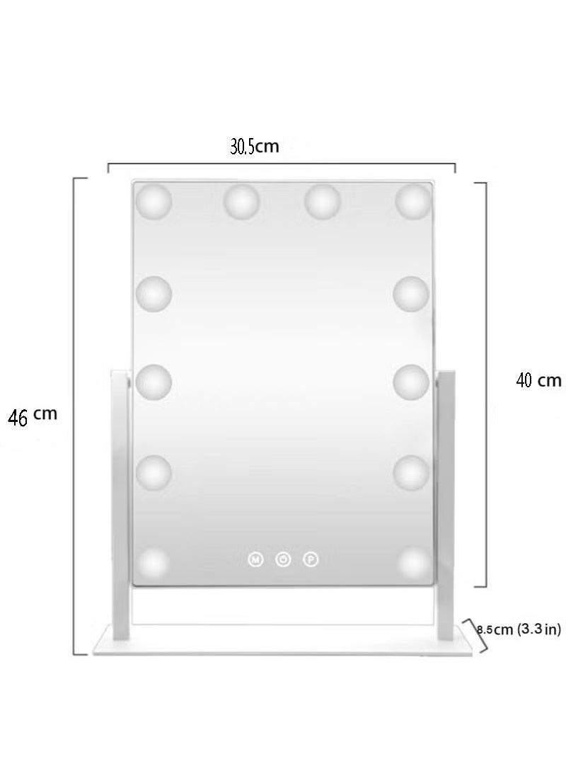 Beauenty - Smart Touch Control Electric Tabletop Makeup Mirror, Vanity Mirror with 12 Dimmable Bulbs LED Lights, Three Color Lighting Modes, 360°Rotation - Image 1