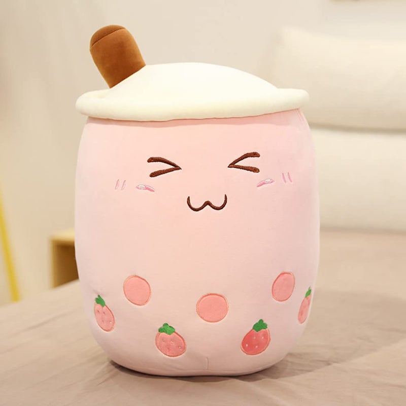 NatureMan Boba Tea Plush Toys Pearl Milk Tea Bubble Plush Pillow Cute Bubble Tea Cup Shaped Pillow with Straw, Home Soft Pillow Children Gift (Medium, Pink) - Image 2