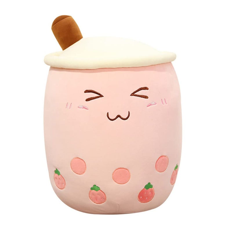 NatureMan Boba Tea Plush Toys Pearl Milk Tea Bubble Plush Pillow Cute Bubble Tea Cup Shaped Pillow with Straw, Home Soft Pillow Children Gift (Medium, Pink) - Image 1