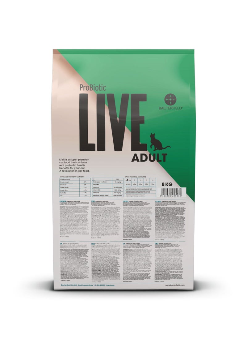 Probiotic Live - Cat adult Dry Food Lamb 8 kg - Image 1