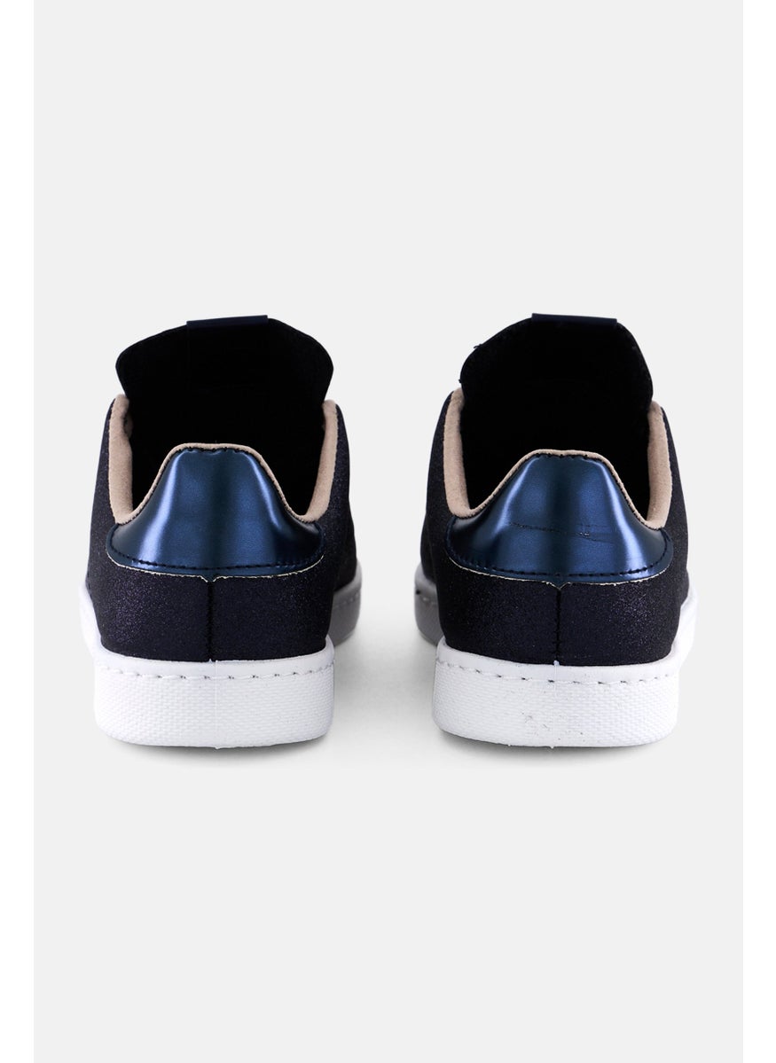Victoria - Women Lace Up Casual Shoes, Navy - Image 1