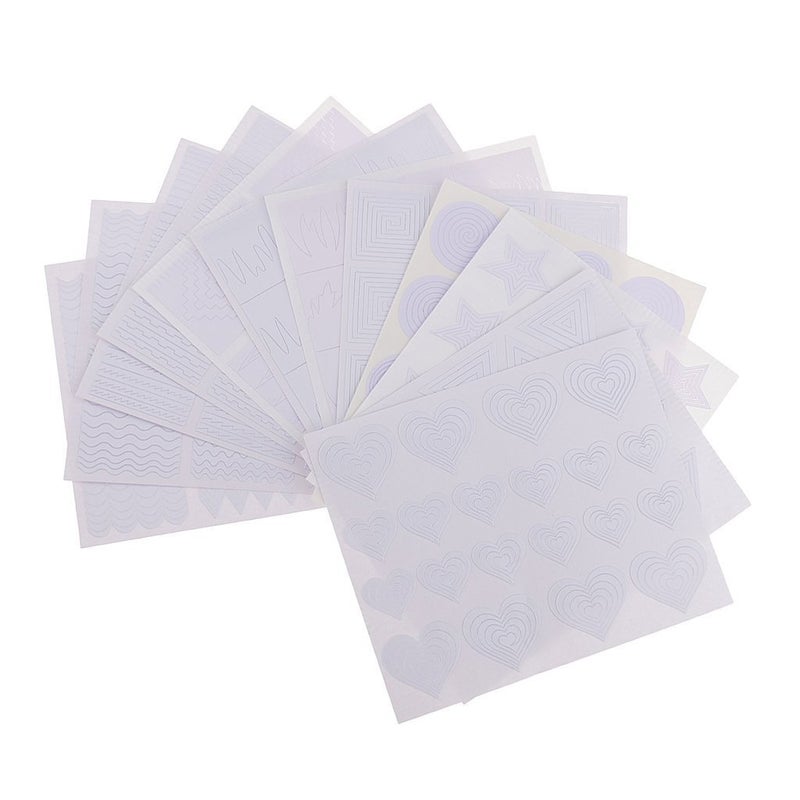 Gugzy French Nail Art Guide Stencil Geometry Circle Stars Heart Diy Manicure Tool 12 Piece - Image 1