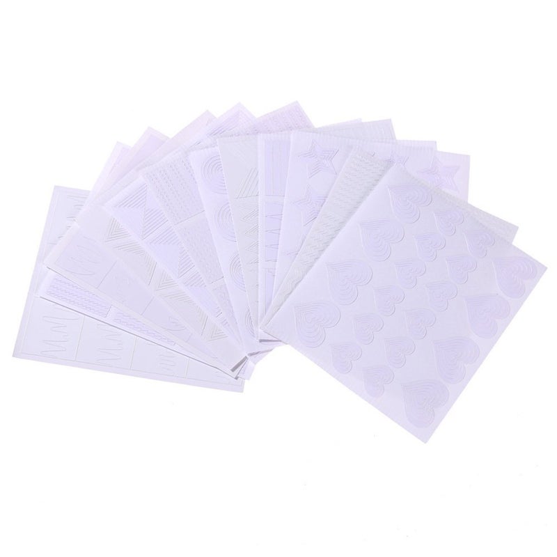 Gugzy French Nail Art Guide Stencil Geometry Circle Stars Heart Diy Manicure Tool 12 Piece - Image 3
