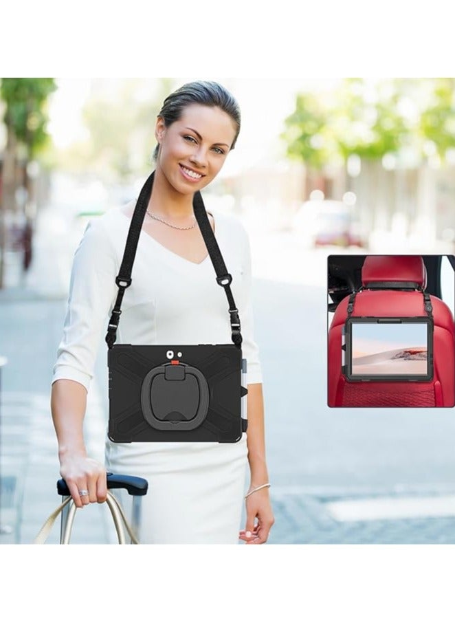 عام حافظة قوية مضادة للصدمات مع حامل دوار بزاوية 360 درجة لأجهزة مايكروسوفت سيرفس جو 3 بحجم 10.5 بوصة 2021 / سيرفس جو 2 بحجم 10.5 بوصة 2020 / سيرفس جو بحجم 10 بوصة 2018 باللون الأسود - Image 5