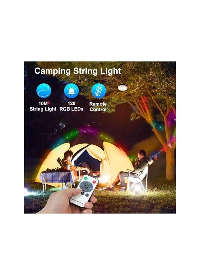 erorex Solar Camping String Lights Camping Lantern 2 in 1,Outdoor String Lights with 8 Lighting Modes,Solar Powered and USB Rechargeable Light with Remote Control,Waterproof Camping Light for Camping,Hiking  - Image 2