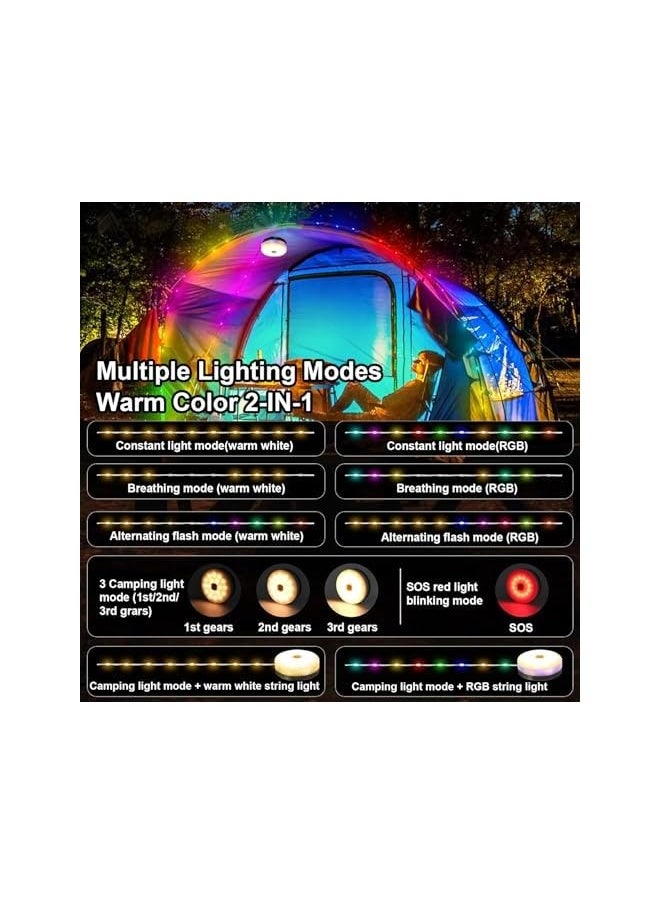 erorex Solar Camping String Lights Camping Lantern 2 in 1,Outdoor String Lights with 8 Lighting Modes,Solar Powered and USB Rechargeable Light with Remote Control,Waterproof Camping Light for Camping,Hiking  - Image 4
