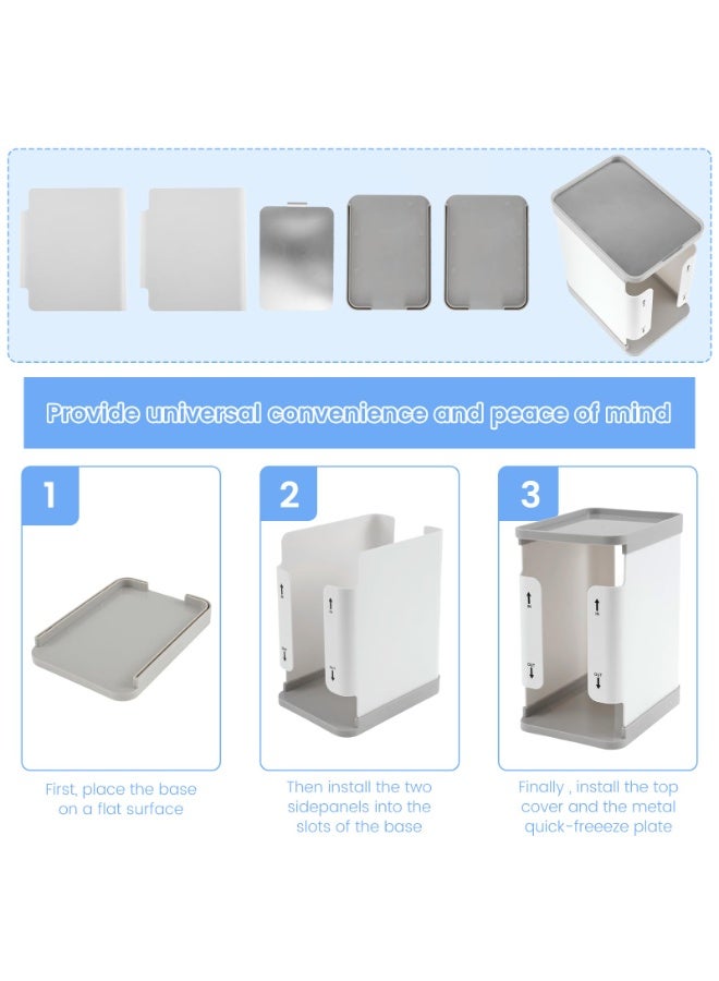 يونيكبيبي حافظة تخزين حليب الأم بسعة 1700 مل، صندوق فريزر قابل لإعادة الاستخدام مع صينية تجميد سريعة، منظم أكياس حليب الأم بنظام التدوير أولاً بأول، آمن للفريزر والثلاجة، لتخزين حليب الرضاعة الطبيعية - Image 4