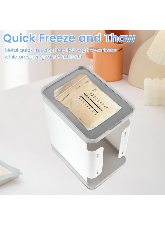 يونيكبيبي حافظة تخزين حليب الأم بسعة 1700 مل، صندوق فريزر قابل لإعادة الاستخدام مع صينية تجميد سريعة، منظم أكياس حليب الأم بنظام التدوير أولاً بأول، آمن للفريزر والثلاجة، لتخزين حليب الرضاعة الطبيعية - Image 5