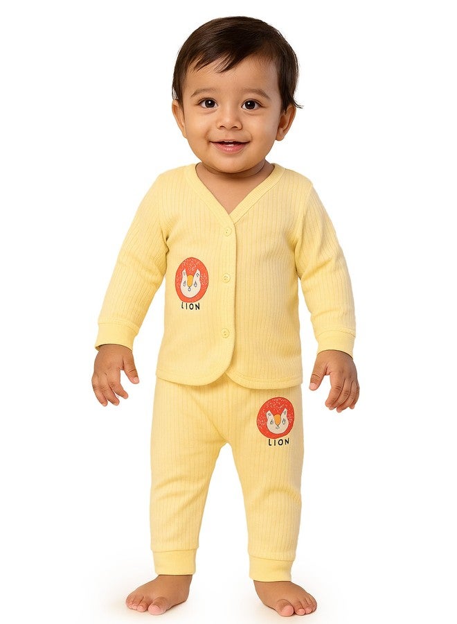 BODYCARE Unisex Baby Thermal Top & Bottom Set (New Born to 18 Months) (1, Lemon, 6-12M) - Image 1
