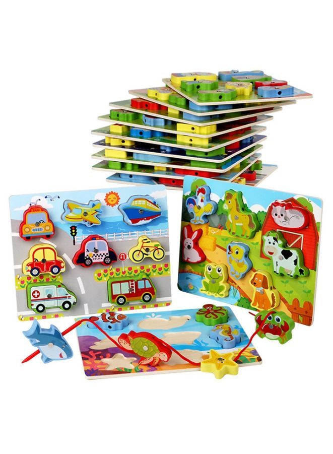 Wooden Magnetic Fishing Game Toys Set with Fish Rod, Cognition Fish Rod Toys Parent-child Interactive Early Educational Toy, Space - Image 2