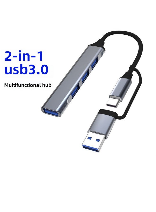 USBHUB Hub Type-c To USB3.0 Mobile Phone Computer Connection Mouse Keyboard Card Reader-Number Of Interfaces:USB Interface-gray Shell White Wire Bag  - Image 2