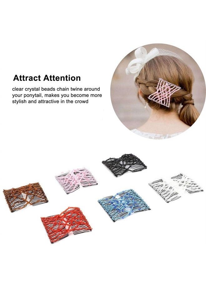 Youthful 6 Pcs Magic Hair Combs, Youthful Vintage Stretch Beaded Hair Combs Elastic Pearls Hair Clips Stretchy Bead Hairpins Double Slides Hair Combs for Women Ladies Girls DIY Hair Styling Accessories (6)  - Image 5