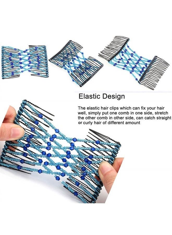 Youthful 6 Pcs Magic Hair Combs, Youthful Vintage Stretch Beaded Hair Combs Elastic Pearls Hair Clips Stretchy Bead Hairpins Double Slides Hair Combs for Women Ladies Girls DIY Hair Styling Accessories (6)  - Image 3