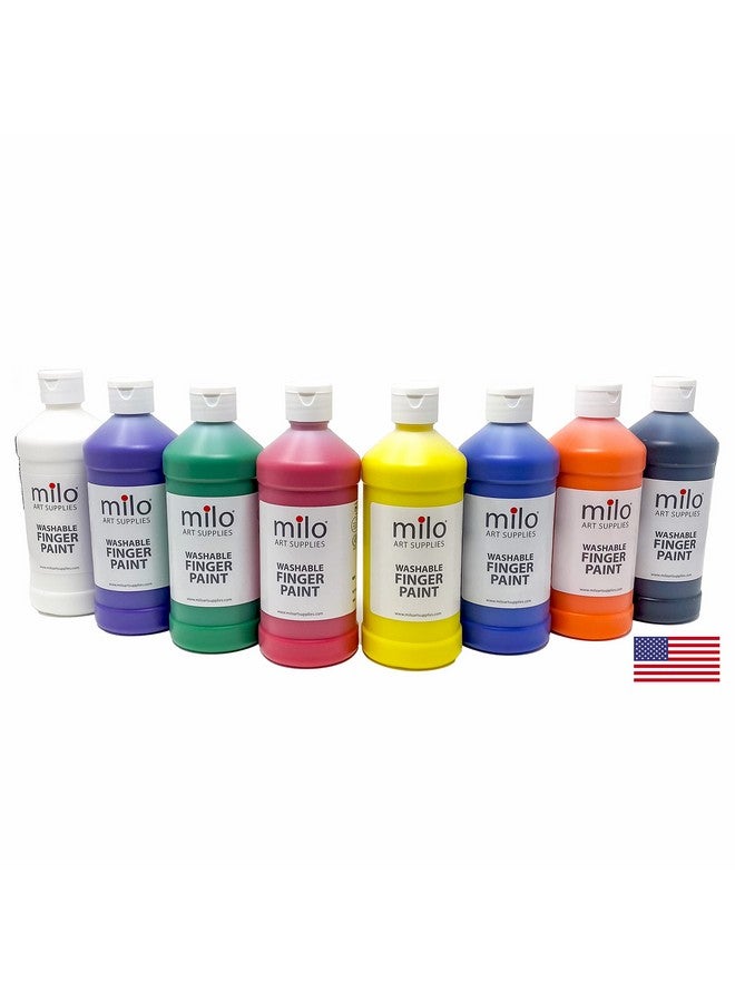 milo Kid's Washable Finger Paint Set of 8 Colors | 16 oz Bottles | Safe and Non-Toxic | Made in the USA | Art & Craft Paints for Kids, Toddlers, Pre School Supplies Painting Set for Children | Easy - Image 4