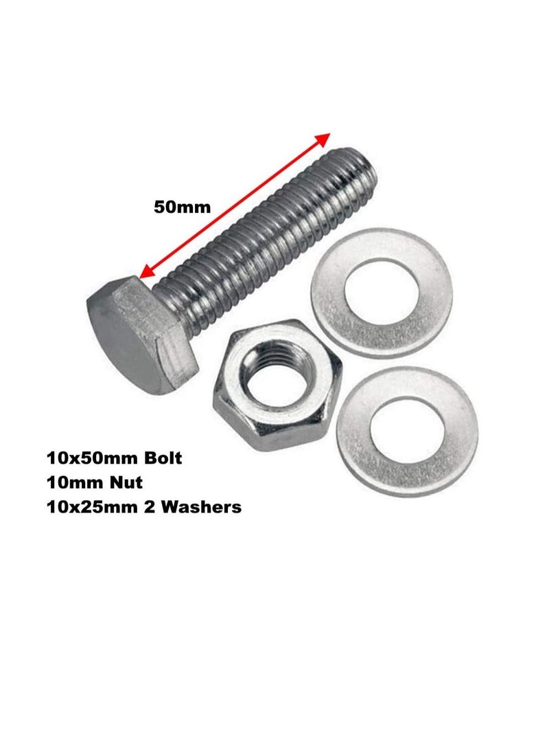 Generic 12 pcs Hex Head Screw Bolts Nuts & Washers Fully Thread GI Plain Finish Bolt Set. (10, 50MM)  - Image 3