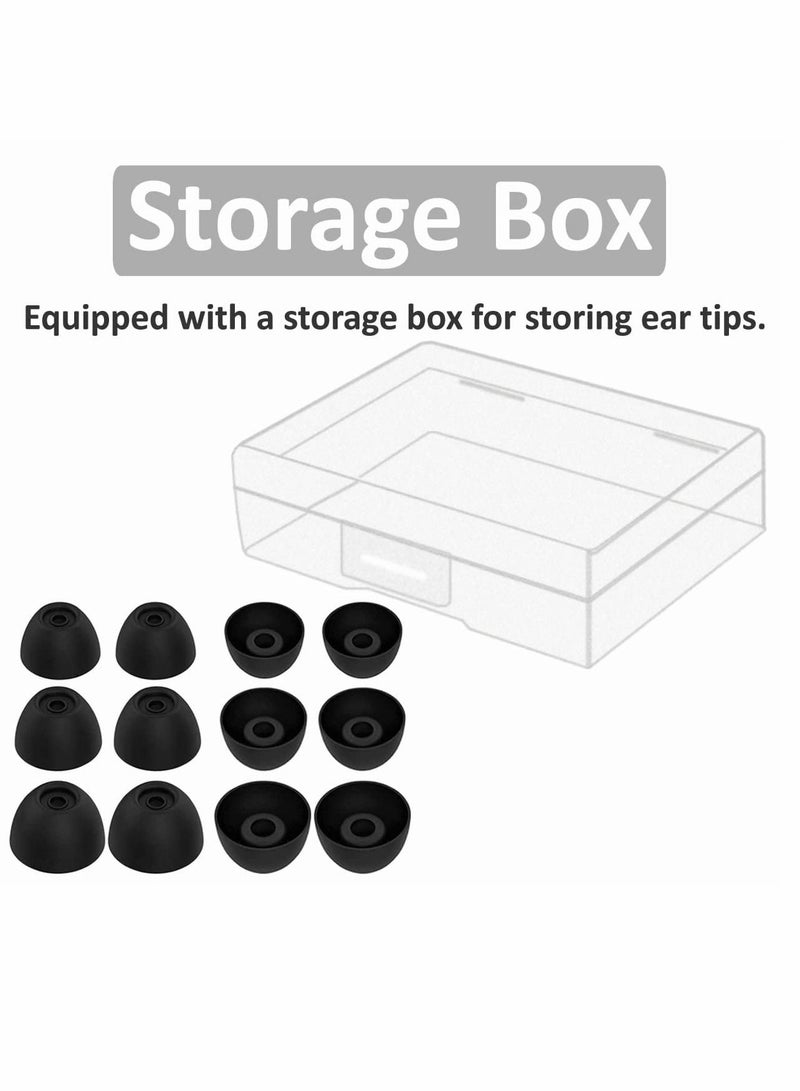 6 Pairs Silicone for Galaxy Buds 2 Ear Tips Earbuds, Soft Rubber Flexible Eartips Buds Wing Tips Fit in Case Compatible with Samsung Galaxy Buds 2 / Galaxy Buds Plus, Anti-Slip, S/M/L 3 Size - Black