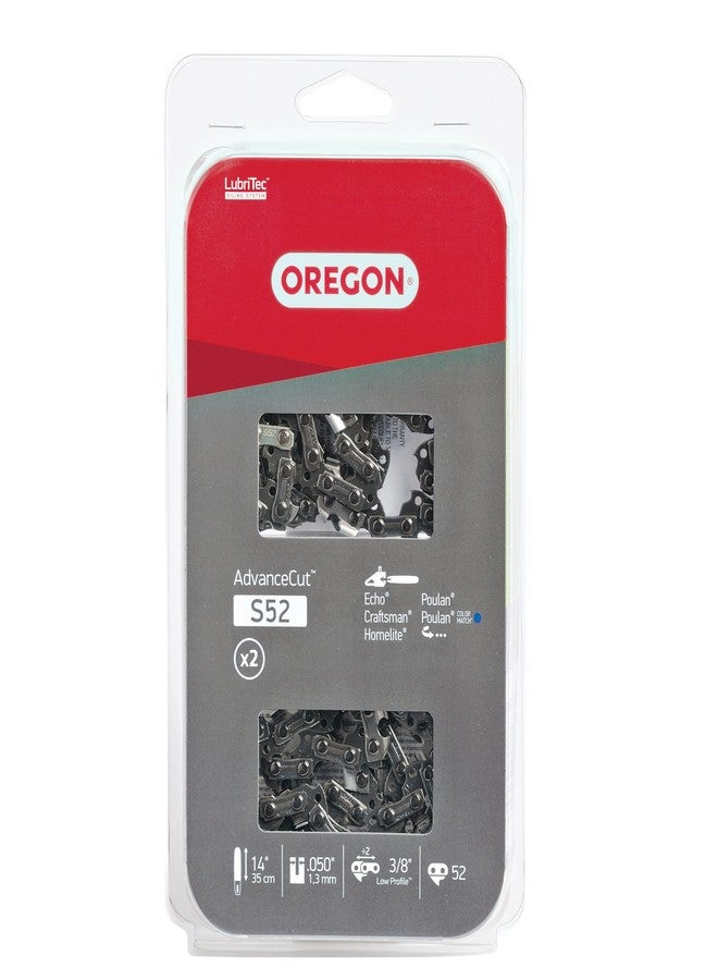 Oregon S52T 2-Pack AdvanceCut 14-Inch Chainsaw Chain Fits Craftsman, Echo, Homelite, Poulan, Grey - Image 1