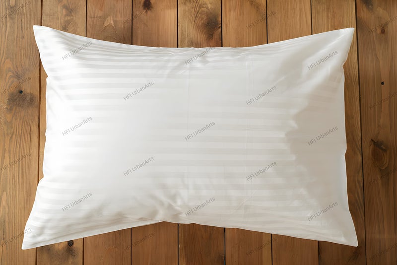 HFI Urban Arts Striped Fabric Luxury Cushion Fillers - Pack of 2 Pcs| 12 x 18 Inches| White | Conjugated Virgin Fiber Filling | Hotel Quality Linen - Image 1