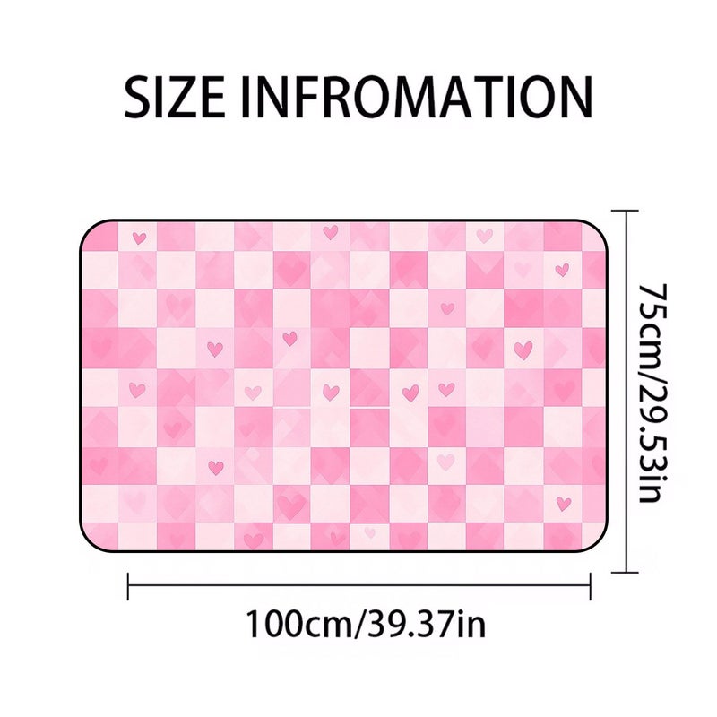 1pc Pink Heart Plaid Style Car Trunk Mat 100cm X 75cm Simple Fashionable Printed Pattern Essential for Travel Universal Fit Various Car Models Interior Car Decoration Enhances Car Atmosphere Keeps Trunk Clean Dry Suitable Daily - Image 4