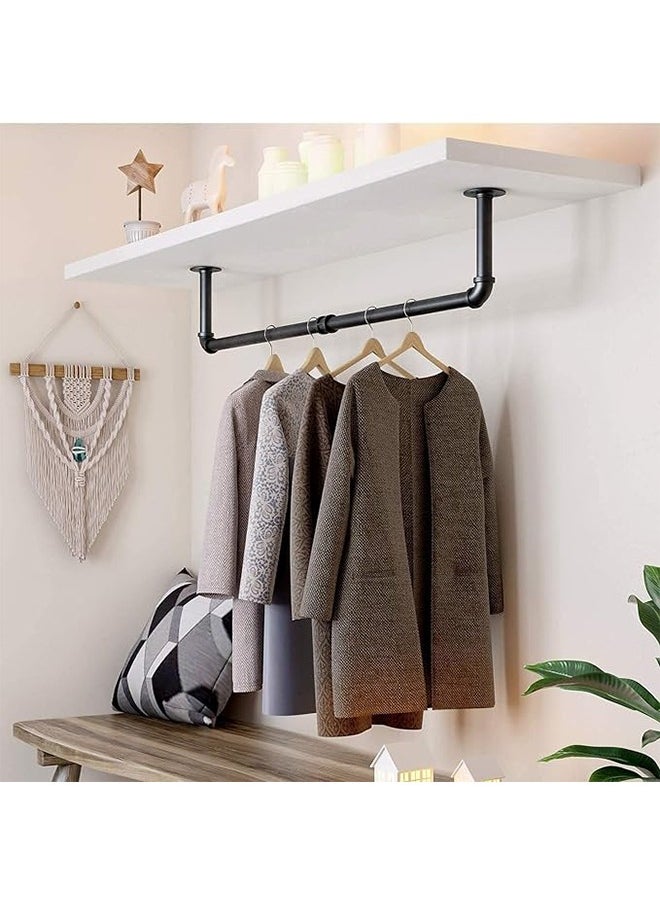 Generic - Wall Mounted Clothes Rack Industrial Clothing Hanger Rod 2 Pack Black Iron Pipe Hanging Clothing Bar Heavy Duty Garment Storage Rack Drying Rail for Bedroom Laundry Kitchen Closet - Image 1