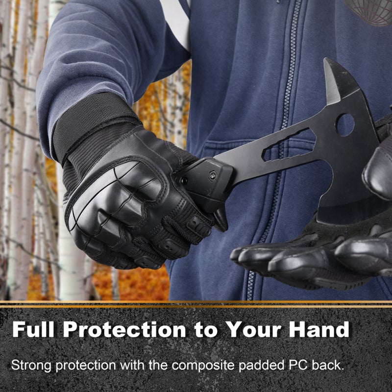 Touch Screen Gloves: XL Black Durable Microfiber Artificial Leather - Imported Thermal Rubber Impact Resistance - Adjustable Wrist Finger Protection for Outdoor Sports Heavy Work - Image 5