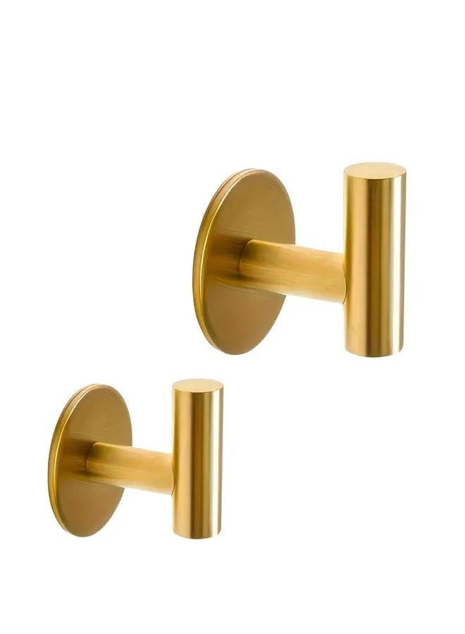 2Pcs Matte Golden Adhesive Hooks Heavy Duty Waterproof Wall Mounted Towel Holder - Image 3