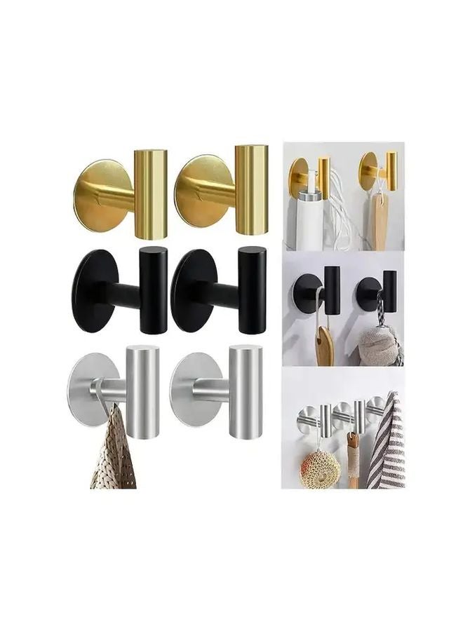 2Pcs Matte Golden Adhesive Hooks Heavy Duty Waterproof Wall Mounted Towel Holder - Image 2