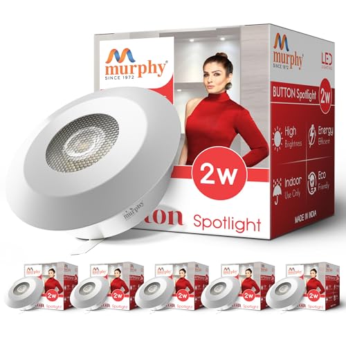 Murphy Polycarbonate 2W LED Button Spot Lights | Pack of 6 | Warm White | Premium Mood Lighting for Home & Office - Image 1