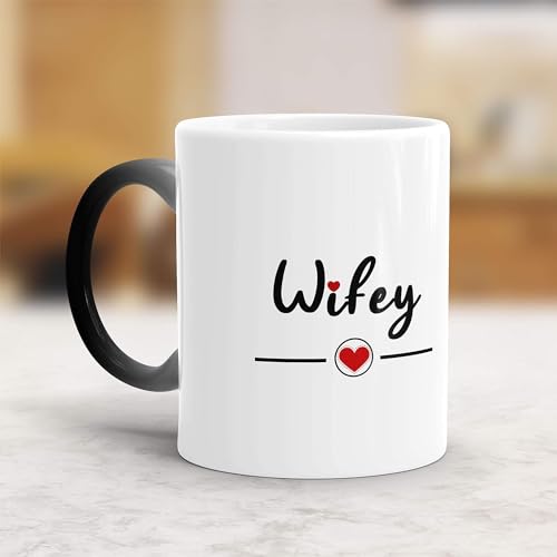 Gift Arcadia Ceramic Hubby Wifey Color Changing Coffee Mugs | Best Wedding Gift | Couple Gifts for Wedding| Valentine Gift |Gifts for Women | Set of 2 Coffee Mug | 330ml Multicolor (A312) - Image 4