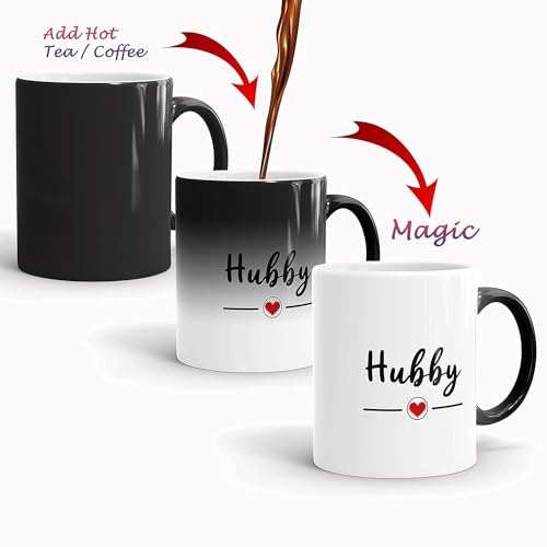 Gift Arcadia Ceramic Hubby Wifey Color Changing Coffee Mugs | Best Wedding Gift | Couple Gifts for Wedding| Valentine Gift |Gifts for Women | Set of 2 Coffee Mug | 330ml Multicolor (A312) - Image 3