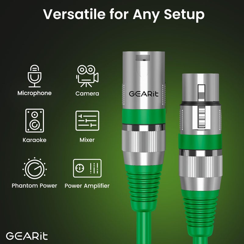 GEARit XLR Male to Female Microphone Cable (50 Feet, 6 Pack) 3-Pin Balanced Shielded Mixer, Recording Studio, Podcast - Multi Colored - Image 3