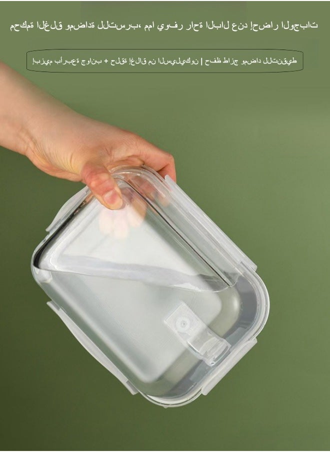 Browning - 3 Piece Large Capacity Microwave Heating High Borosilicate Food Grade Glass Lunch Boxes Glass Bowls Sealed Crisper Box ,Lunch Boxes Office,Lunch Boxes School,1040ml, 1040ml, 640ml with Insulation Bag - Image 1