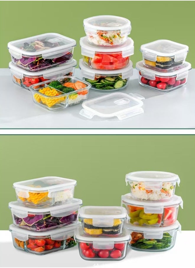 Browning - 3 Piece Large Capacity Microwave Heating High Borosilicate Food Grade Glass Lunch Boxes Glass Bowls Sealed Crisper Box ,Lunch Boxes Office,Lunch Boxes School,1040ml, 1040ml, 640ml with Insulation Bag - Image 1
