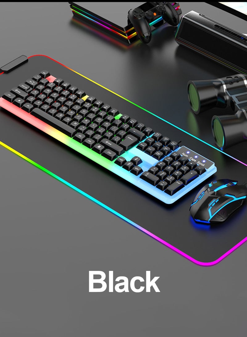 LOOPITYS RGB Gaming Keyboard Mouse Set Wired LED Keys Mechanical Feel for PC Upgraded  luminous keyboard and mouse USB mechanical feel wired spherical keycap cover - Image 5