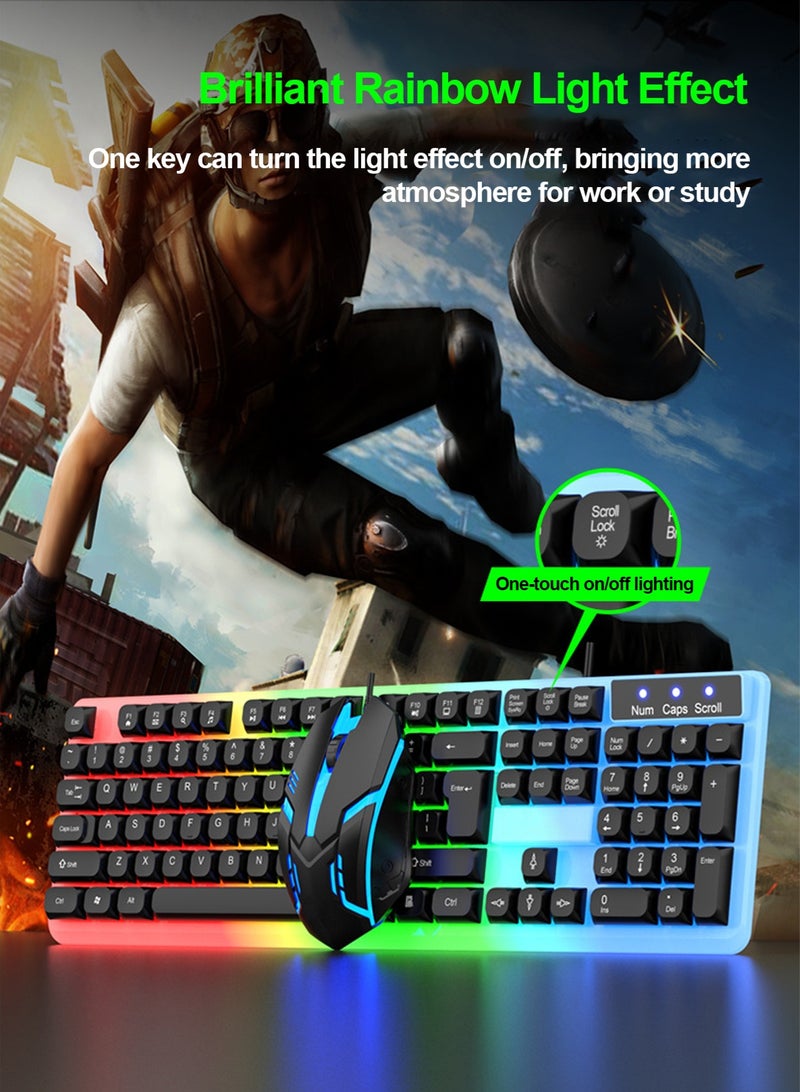 LOOPITYS RGB Gaming Keyboard Mouse Set Wired LED Keys Mechanical Feel for PC Upgraded  luminous keyboard and mouse USB mechanical feel wired spherical keycap cover - Image 3
