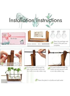 General Plant Terrarium with Wooden Stand, Air Planter Bulb Glass Vase Metal Swivel Holder Retro Tabletop for Hydroponics Home Garden Office Decoration - 3 Bulb Vase  - Image 2