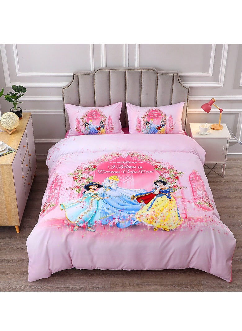GUDOO 3 Piece Kids Bedsheet Single Bedding Set for Kids Girls Soft Brushed Microfiber Breathable Cozy Fade Resistant Easy Care 150*200cm  - Image 1