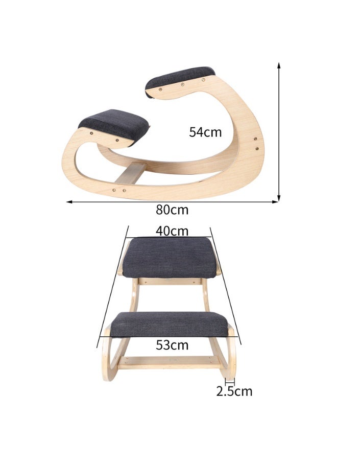 Generic Ergonomic Upright Posture Kneeling Chair - Rocking Kneeling Stool/Church Stool/Prayer Stool for Home, Office and Meditation - Wood and Linen Cushion - Relieves Back and Neck Pain and Improves Posture (self-assembly required) - Image 3