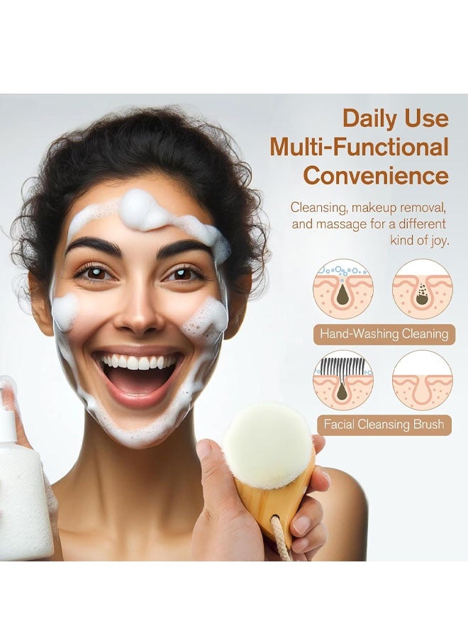 Soft Bristle Facial Cleansing Brush with Ergonomic Handle, Travel-Friendly for Deep Pore Cleaning - Image 3