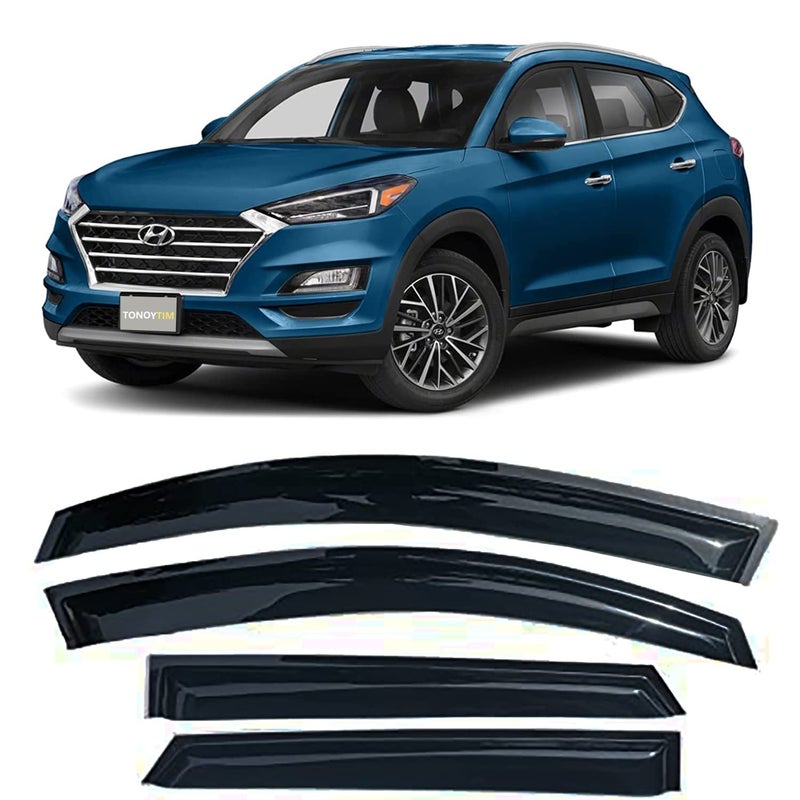 TONOYTIM Tape On Window Visors Rain Guards for Hyundai Tucson 20162021Sun Wind Deflectors Side Window Vent Guard ShadeCar Accessories 4Pieces Set - Image 2
