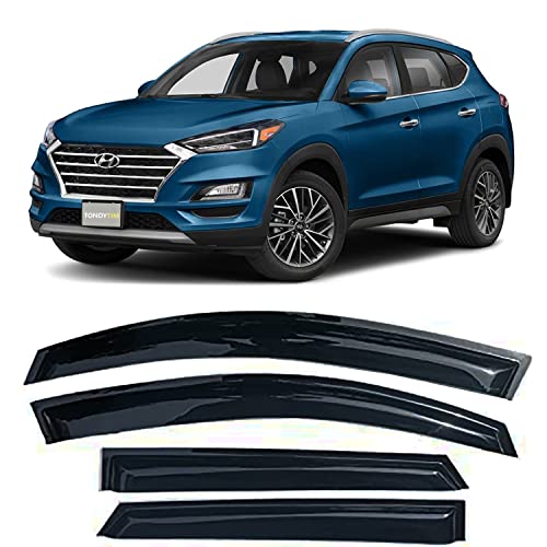TONOYTIM Tape On Window Visors Rain Guards for Hyundai Tucson 20162021Sun Wind Deflectors Side Window Vent Guard ShadeCar Accessories 4Pieces Set - Image 1