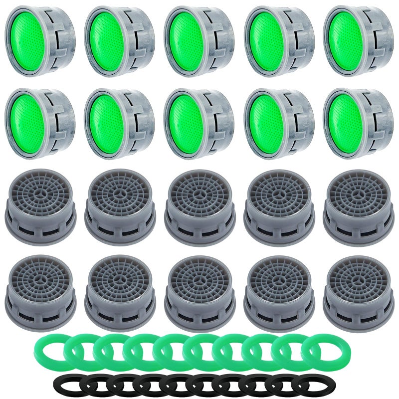 MOILINJAEY Faucet Aerator 15 GPM Flow Restrictor Insert Faucet Aerator Replacement Part for Bathroom or Kitchen Faucet Filter Fits Male and Female Faucet Aerators with Washers 20 Pcs