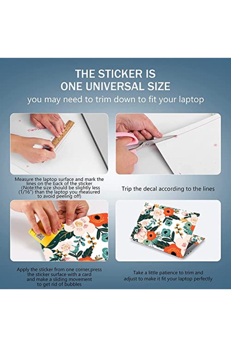 AORTDES 15 15.4 15.6 Inches Personalized Laptop Skin Sticker Reusable Netbook Skin Sticker Universal 12.1 13 13.3 14 Inches Notebook PC Art Protector Cover (Flowers) - Image 5