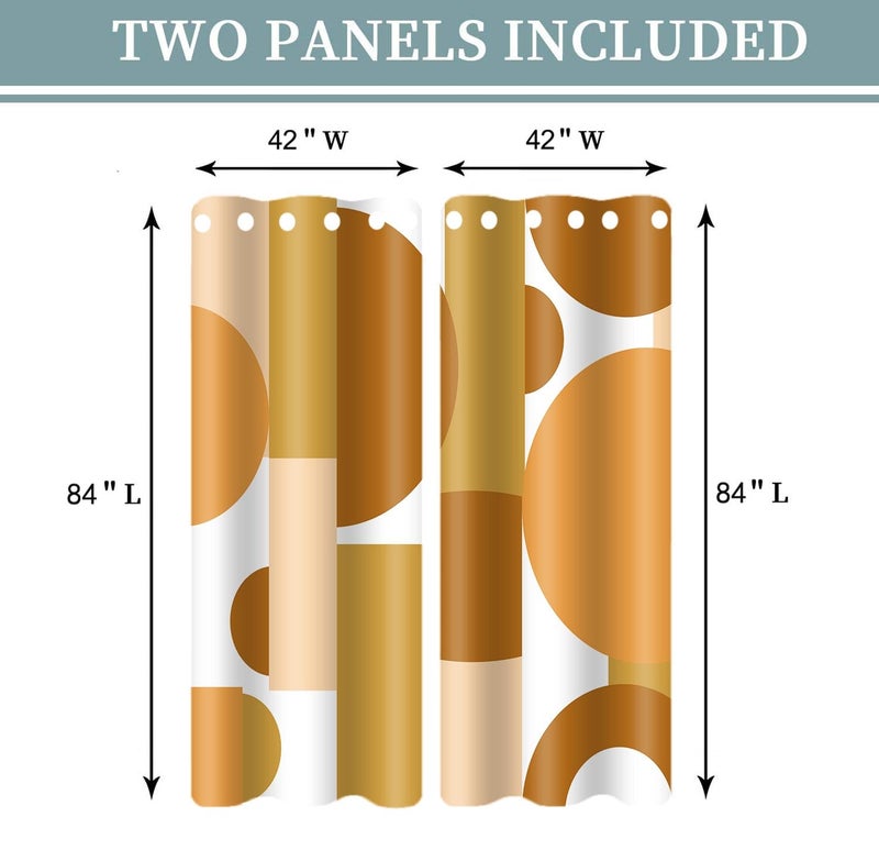AHBEWIN Boho Retro Blackout Curtains, Abstract Modern Geometry Circles Mid Century Orange White Brown Grommets Curtain Drapes, Minimalist Contemporary Window Treatment for Living Room Bedroom Kitchen 42x84in - Image 5